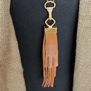 Yellow Gold, Brown Tassel Long Necklace